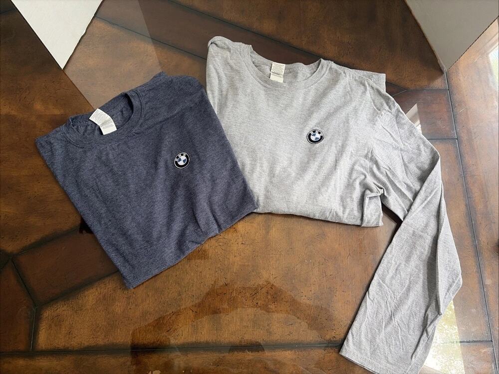 BMW T-Shirts long short - cotton blend gray blue mens XL Large